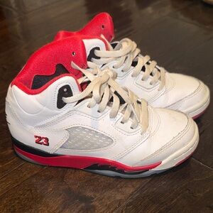 Jordan Kids' White and Red Sneakers